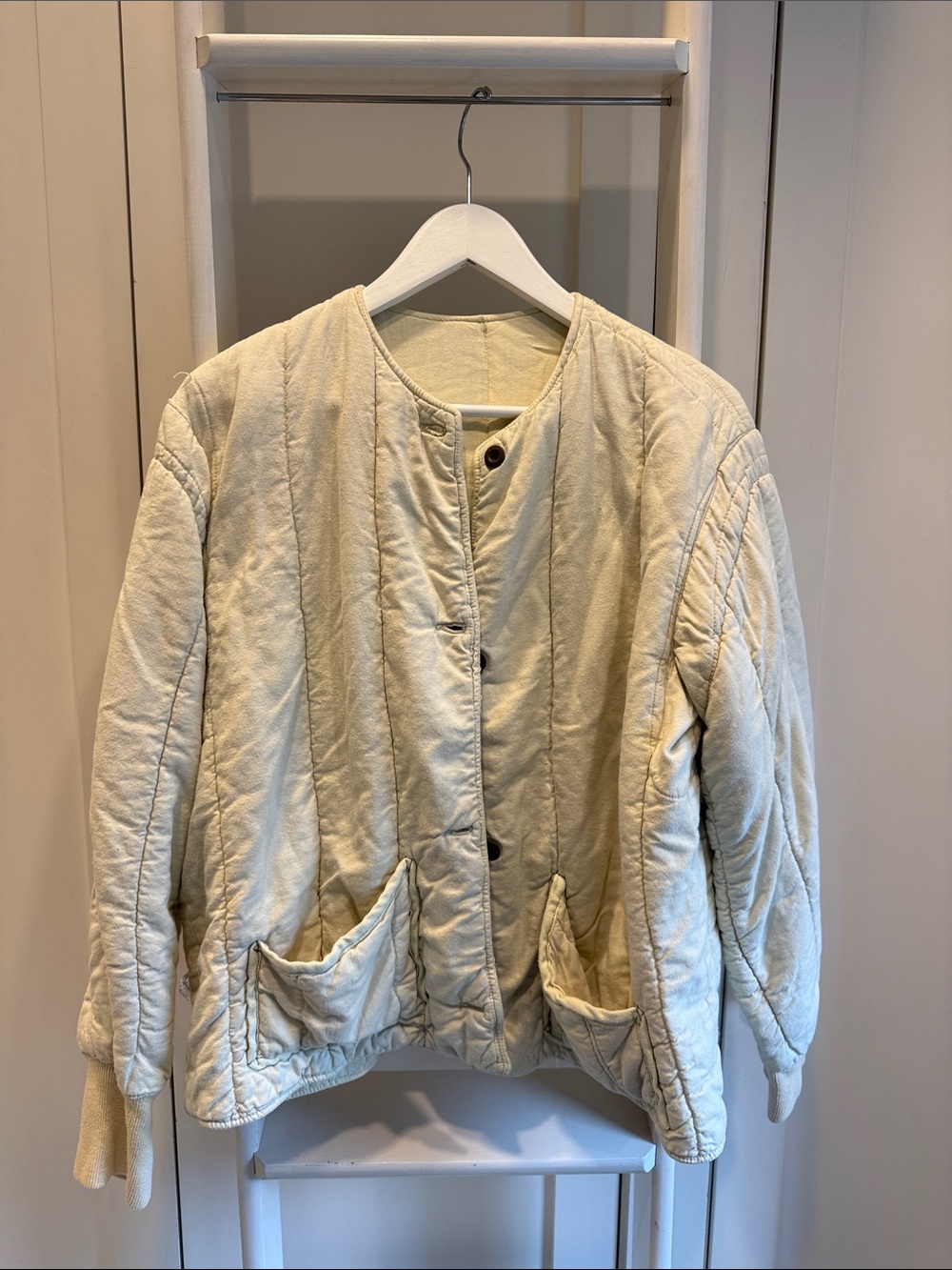 Vintage Ivory Quilted Military Liner Jacket Unisex